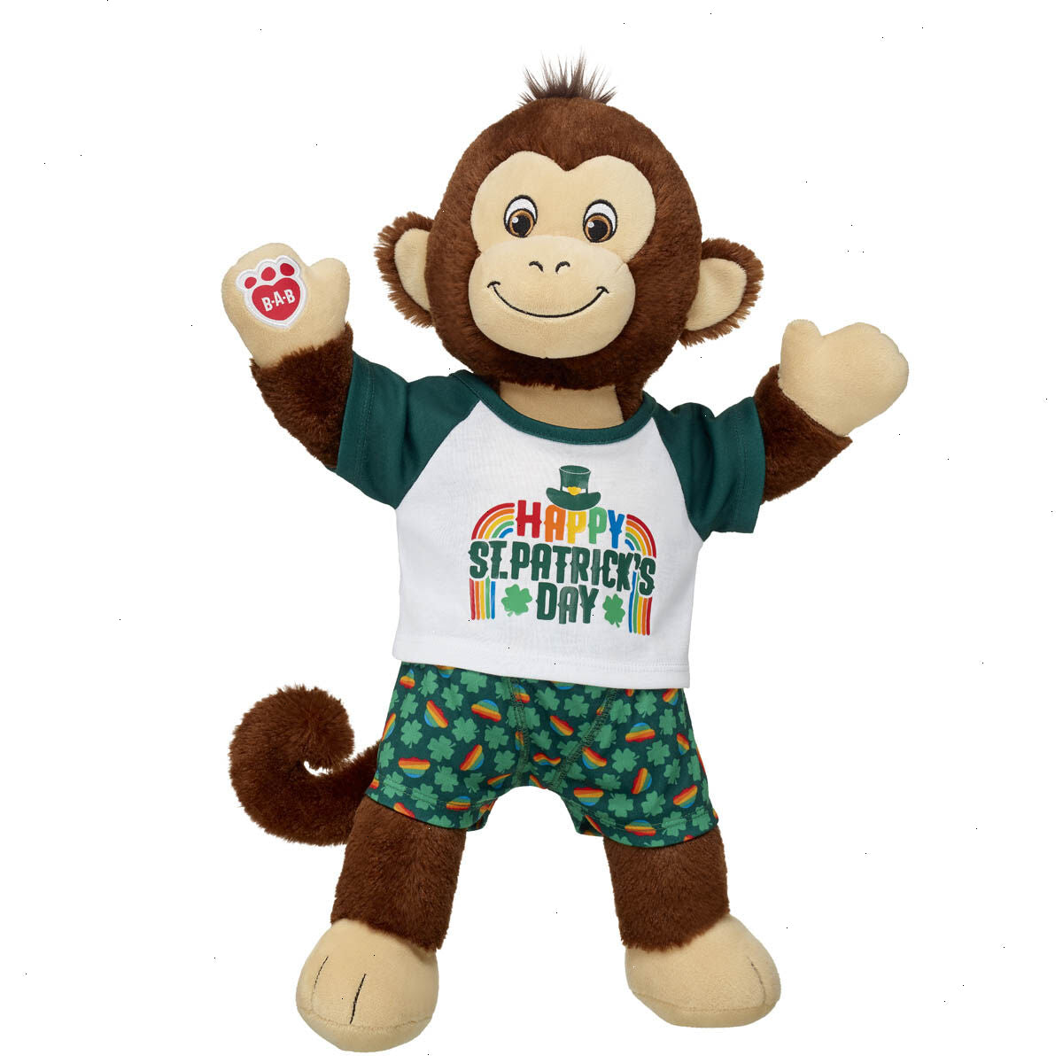 Smiley Monkey Stuffed Animal St. Patrick's Day Gift Set