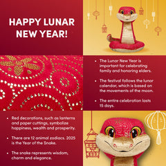 Lunar New Year Red and Gold Snake Stuffed Animal